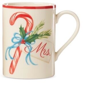 Lenox Mrs Porcelain Candy Cane Mug